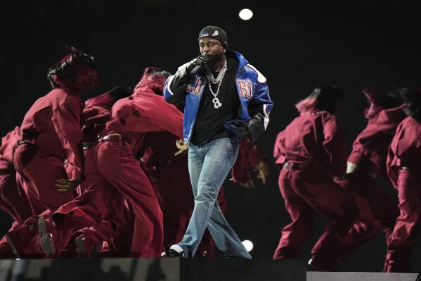 Kendrick Lamar and SZA perform at Super Bowl LIX half time show